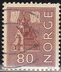 Noruega 1962 Scott 428 Sello º Iglesia Stave Timbre Norge, Norvège, francobollo Norvegia, Stamp Norway 